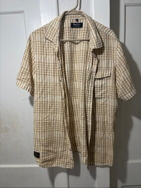 Lrg Tan & Cream Plaid Short-Sleeve Button-Down Shirt